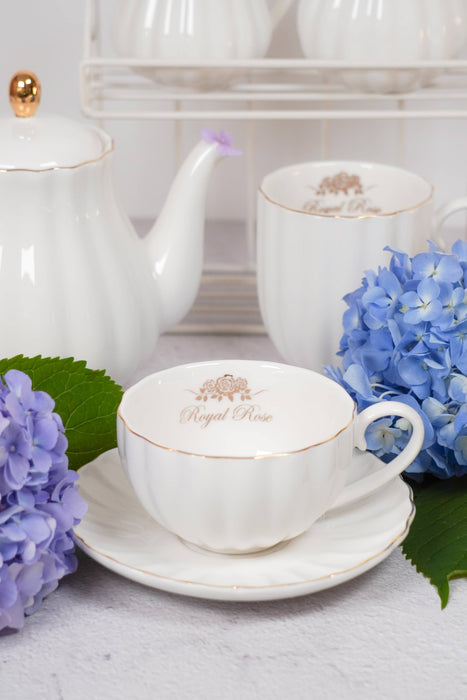 Royal Rose Tasse und Untertasse weiß mit Goldrand 200 ml Isabelle